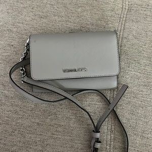 Grey MK shoulder bag with phone pouch